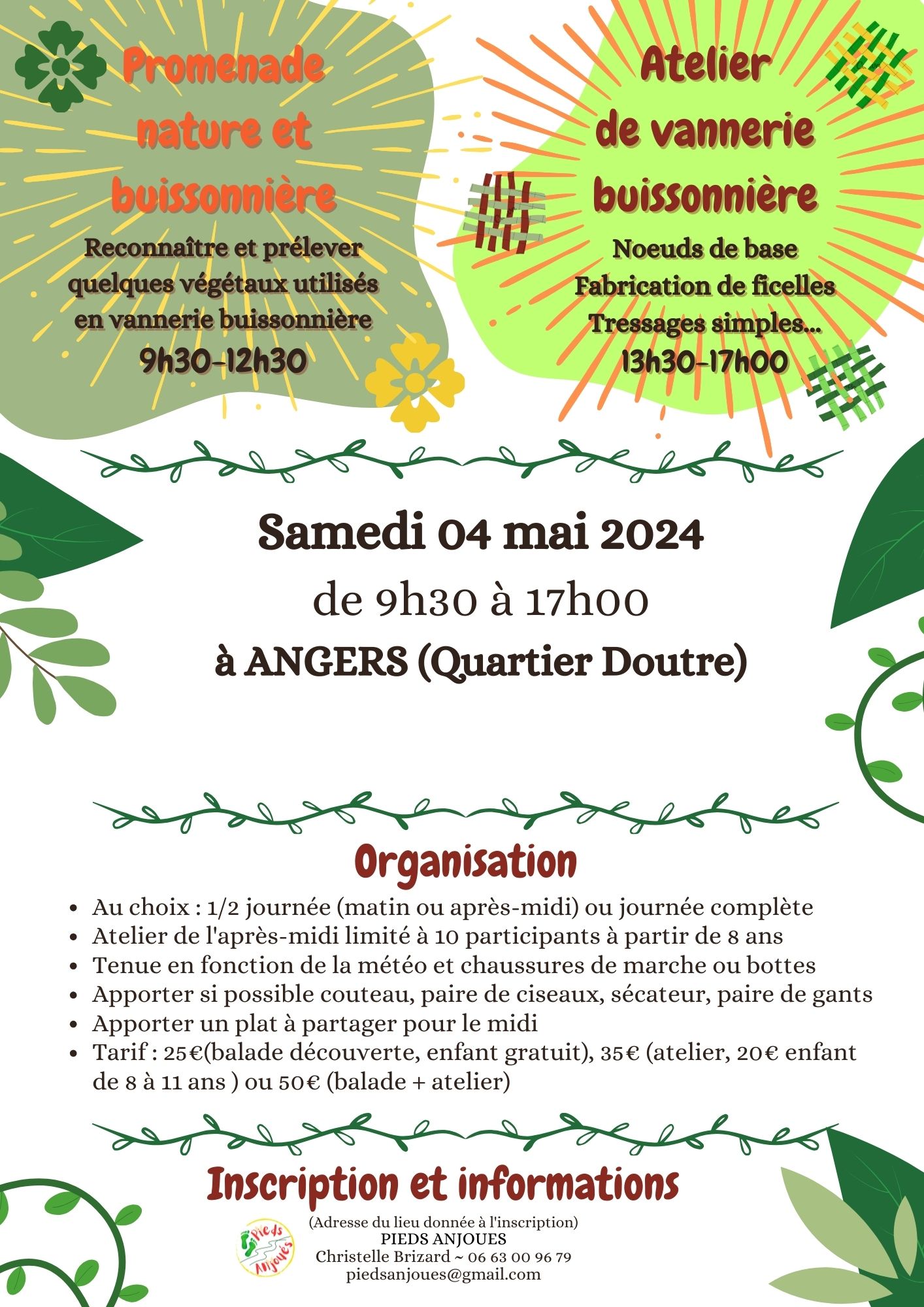 Affiche des dexu temps de rencontre de la nature par la vannerie buissonnière