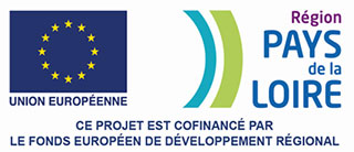 Union européenne, Région Pays de la Loire. Ce projet est cofinancé par le fonds européen de développement régional.