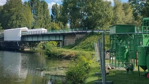 Travaux sur le pont de Morannes